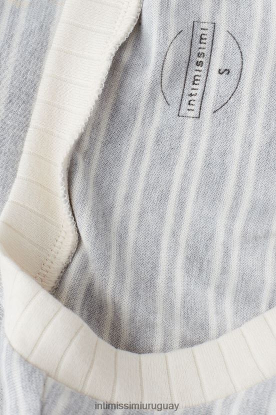 top casual de manga corta de domingo Intimissimi mujer 224j-gris melange/raya beige vainilla V806B81560 vestir