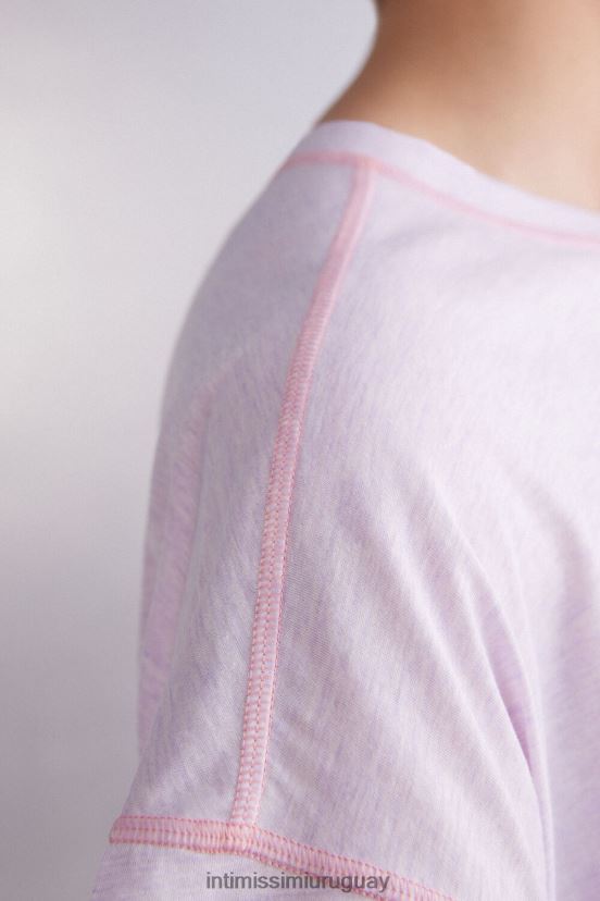 top de algodón supima ultrafresco de manga corta iris y albaricoque Intimissimi mujer 3059-blanco V806B81517 vestir