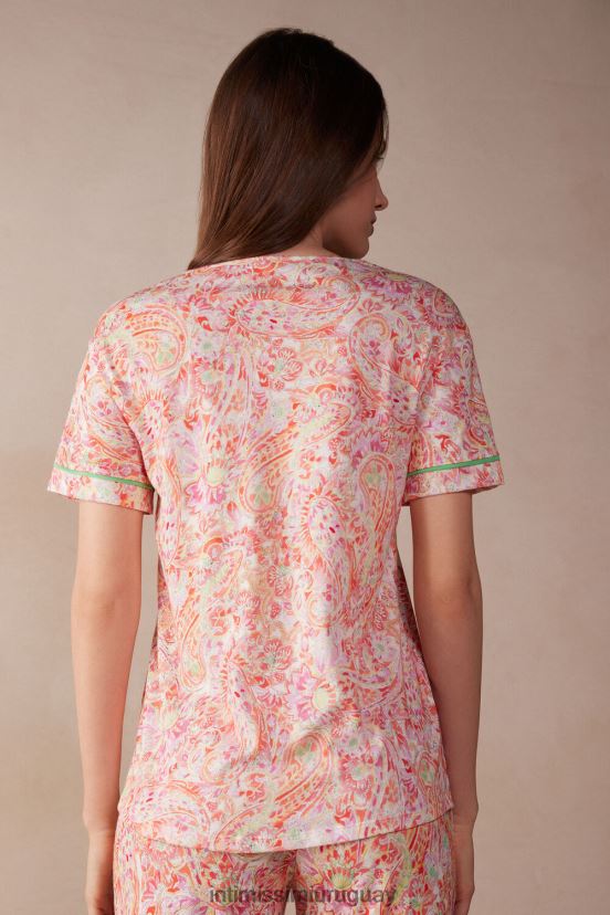 top de algodón supima ultrafresco de manga corta summer Journey Intimissimi mujer Estampado de cachemira de verano 240j. V806B81511 vestir