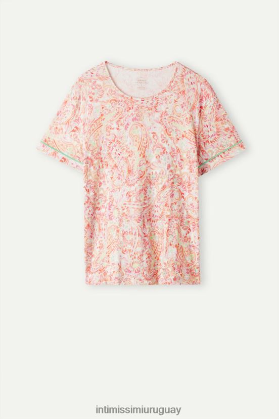 top de algodón supima ultrafresco de manga corta summer Journey Intimissimi mujer Estampado de cachemira de verano 240j. V806B81511 vestir