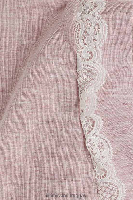 top de modal de manga corta con detalle de encaje Intimissimi mujer 008j-rosa claro melange V806B81636 vestir