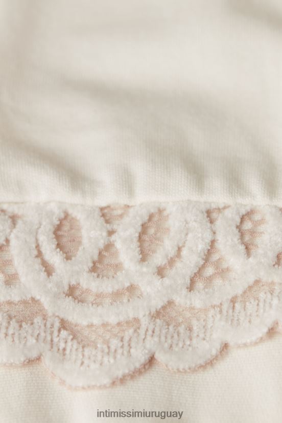 Modal de dormitorio romántico con pantalón largo con puños de lana. Intimissimi mujer 157j-blanco polvo/rosa antiguo V806B81591 vestir