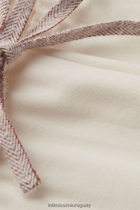 Modal de dormitorio romántico con pantalón largo de lana. Intimissimi mujer 157j-blanco polvo/rosa antiguo V806B81592 vestir