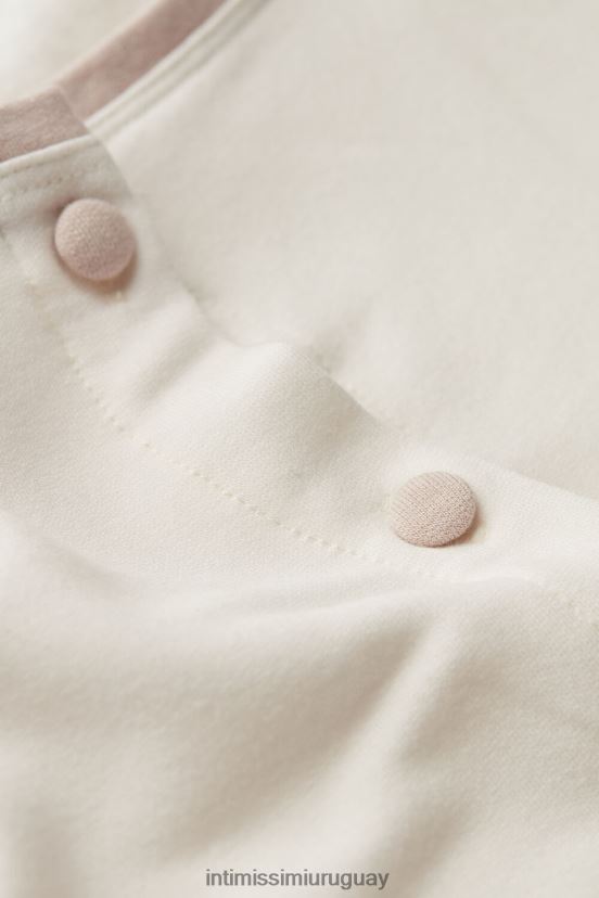 Modal de dormitorio romántico con top de lana con botones. Intimissimi mujer 157j-blanco polvo/rosa antiguo V806B81589 vestir