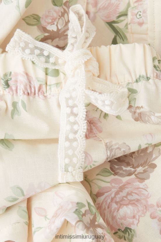 aroma de rosas pantalones largos de algodón de tejido liso Intimissimi mujer 205j-estampado aroma de rosas V806B81551 vestir