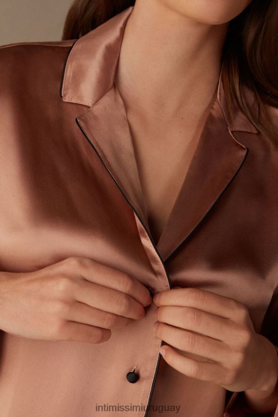 chaqueta de corte masculino en raso de seda Intimissimi mujer 163i-rosa satinado V806B81664 vestir