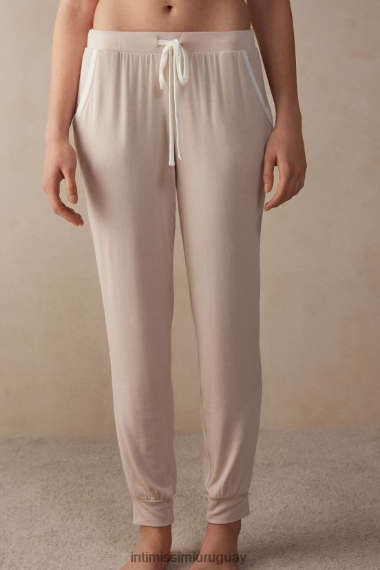 joggers largos de modal simple elegancia Intimissimi mujer 227j-rosa seda/blanco polvo V806B81575 vestir