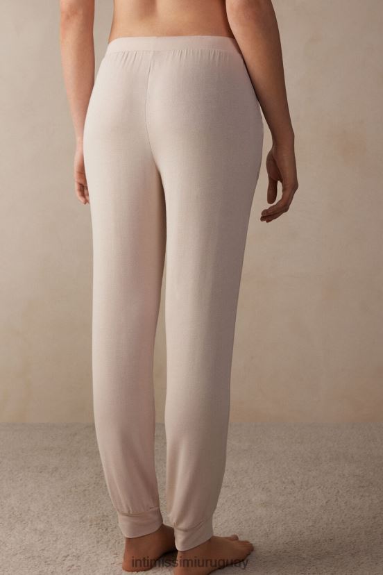 joggers largos de modal simple elegancia Intimissimi mujer 227j-rosa seda/blanco polvo V806B81575 vestir