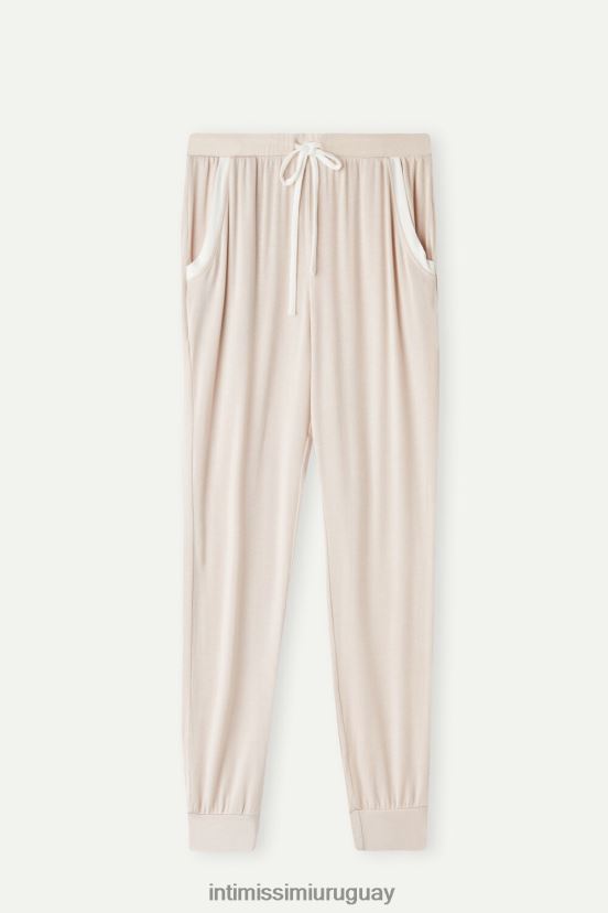 joggers largos de modal simple elegancia Intimissimi mujer 227j-rosa seda/blanco polvo V806B81575 vestir