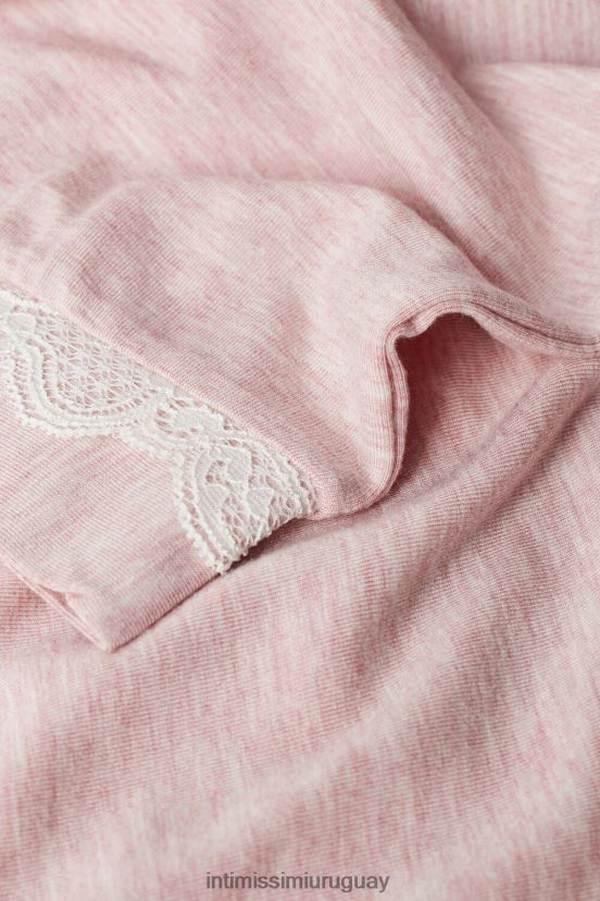 pantalón largo de modal con detalles de encaje Intimissimi mujer 008j-rosa claro melange V806B81622 vestir