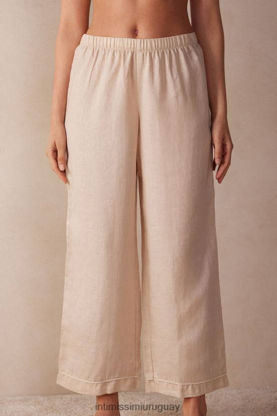 pantalones de pijama de lino de noche de yate Intimissimi mujer 913i-cuerda beige V806B81527 vestir