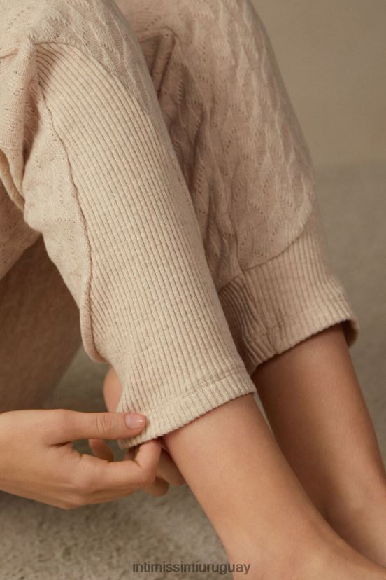 pantalones largos con trenzas de invierno y tobillos con puños Intimissimi mujer 2106-mezcla beige V806B81612 vestir