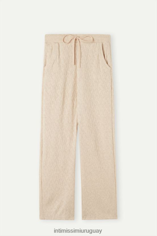 pantalones largos de jacquard con trenza de invierno Intimissimi mujer 2106-mezcla beige V806B81611 vestir
