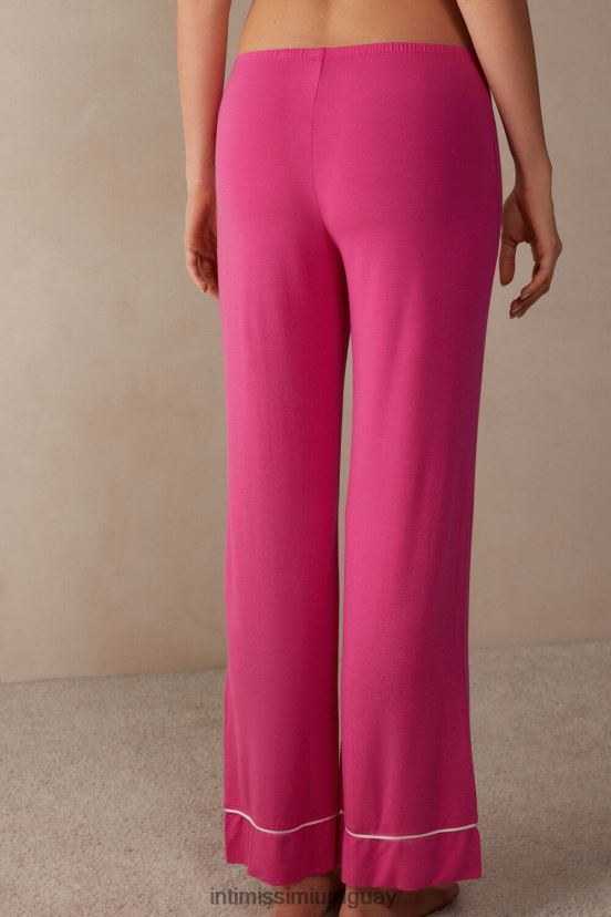 pantalones largos de modal con bonitas flores Intimissimi mujer 213j-san valentín rosa/marfil V806B81570 vestir