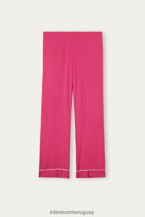 pantalones largos de modal con bonitas flores Intimissimi mujer 213j-san valentín rosa/marfil V806B81570 vestir