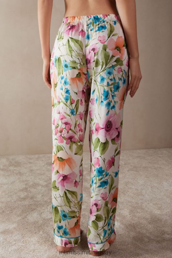 pantalones largos de satén con letras botánicas Intimissimi mujer 228j-impresión de letras botánicas V806B81558 vestir