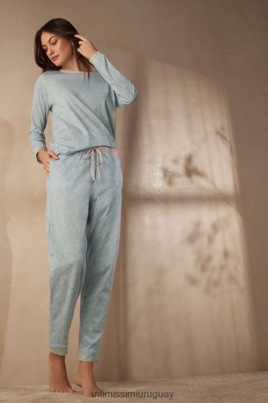 pantalones largos románticos de cachemira y algodón Intimissimi mujer 226j-estampado romántico de cachemira V806B81545 vestir