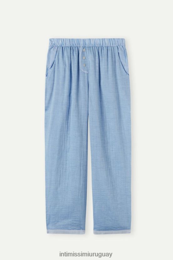 temprano en la mañana pantalones de algodón Intimissimi mujer 006j-azul claro V806B81630 vestir
