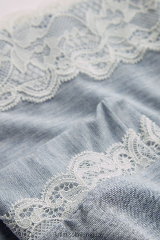 top con botones de modal y encaje Intimissimi mujer 009j-azul claro melange V806B81605 vestir