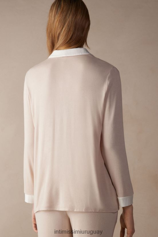 top de modal con botones y elegancia sencilla Intimissimi mujer 227j-rosa seda/blanco polvo V806B81572 vestir