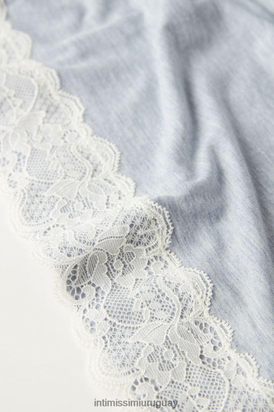 top de modal con cuello redondo y manga larga Intimissimi mujer 009j-azul claro melange V806B81619 vestir