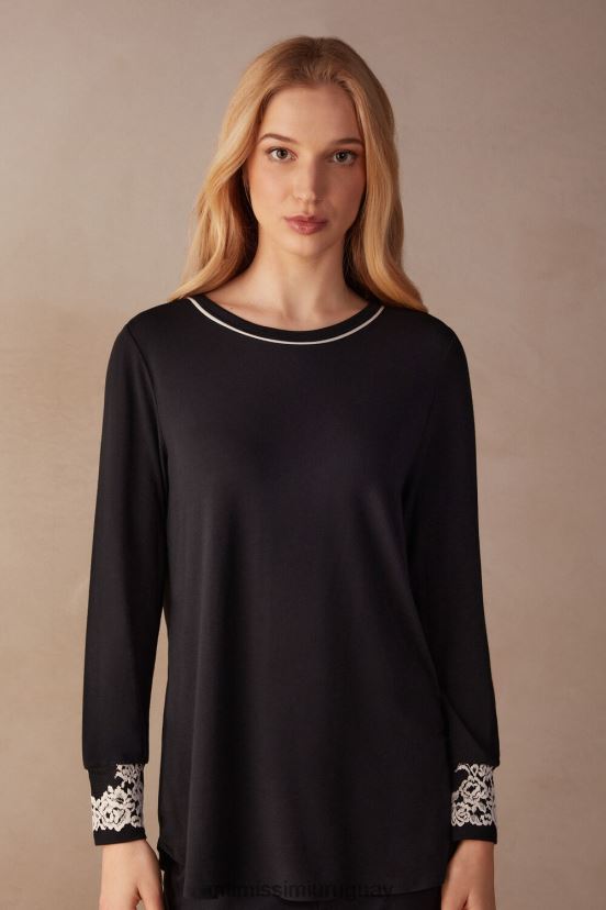 top modal flores bonitas Intimissimi mujer 9887-negro/marfil V806B81656 vestir