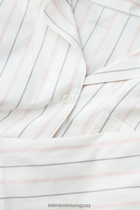 top suave de primavera con botones de manga larga Intimissimi mujer 225j-crudo beige/rayas rosas V806B81553 vestir