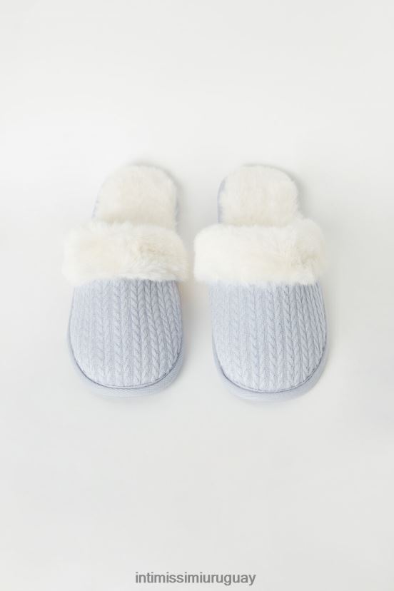 pantuflas de pana y piel sintética Intimissimi mujer 161j-azul claro V806B81582 zapatillas