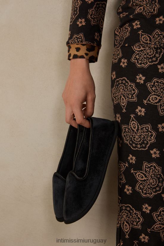 zapatillas estilo friulano Intimissimi mujer 019-negro V806B81608 zapatillas