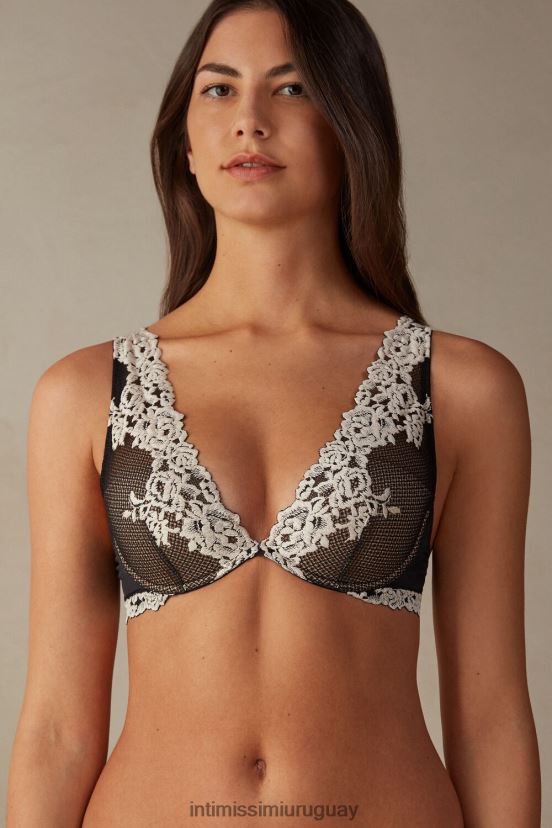 sujetador balconette elena flores bonitas Intimissimi mujer 9887-negro/marfil V806B8620 ropa interior
