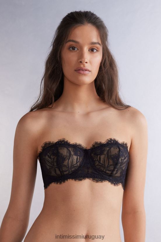 sujetador bandeau balconette flores sensuales Intimissimi mujer 019-negro V806B8476 ropa interior