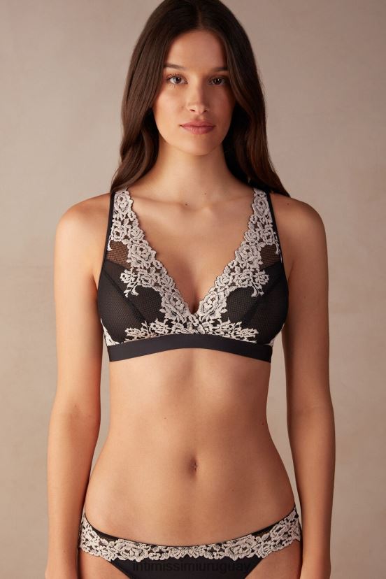 sujetador triangular lara flores bonitas Intimissimi mujer 9887-negro/marfil V806B8803 ropa interior