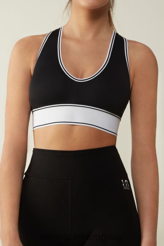 top sujetador in action con forro de algodón supima Intimissimi mujer 661i-nero/blanco V806B8744 ropa interior