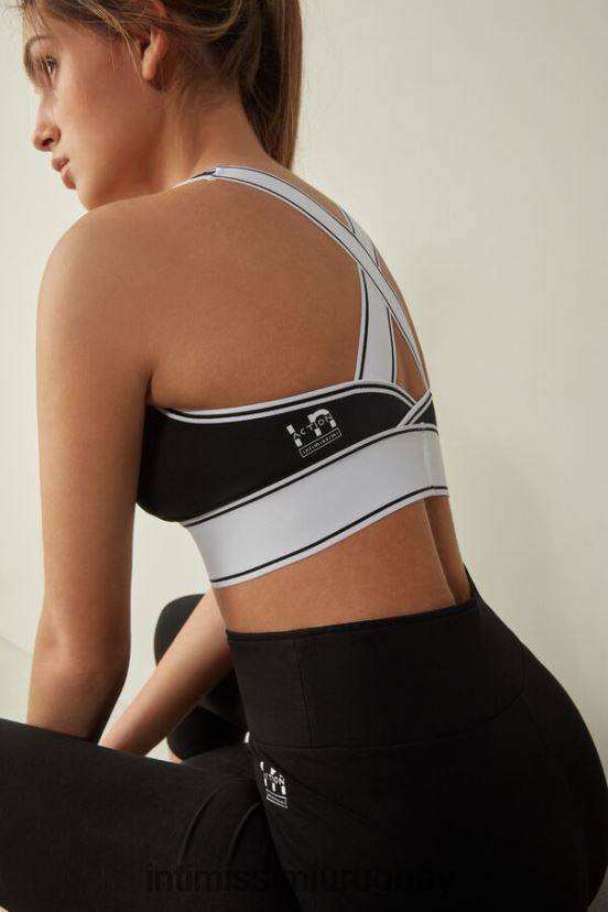 top sujetador in action con forro de algodón supima Intimissimi mujer 661i-nero/blanco V806B8744 ropa interior