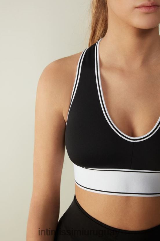 top sujetador in action con forro de algodón supima Intimissimi mujer 661i-nero/blanco V806B8744 ropa interior