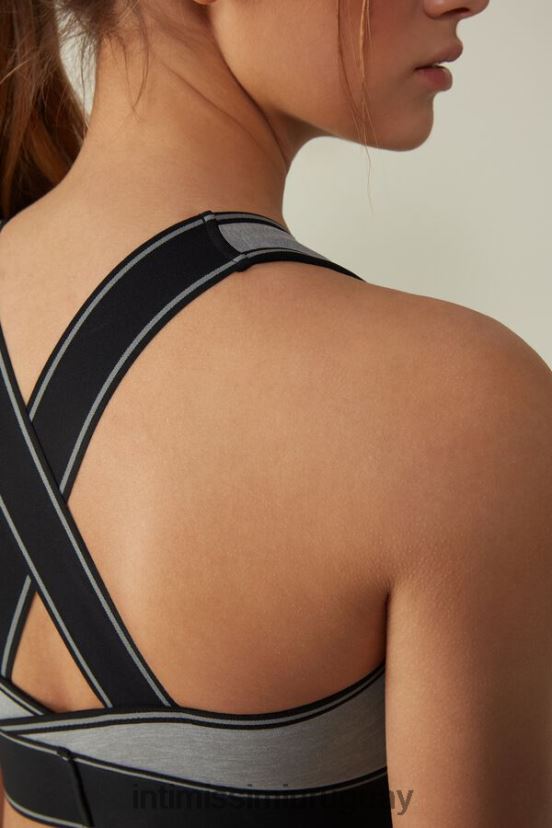 top sujetador in action con forro de algodón supima Intimissimi mujer 7539-gris medio jaspeado/negro V806B8742 ropa interior