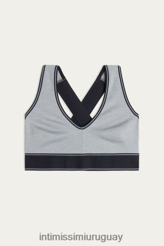 top sujetador in action con forro de algodón supima Intimissimi mujer 7539-gris medio jaspeado/negro V806B8742 ropa interior