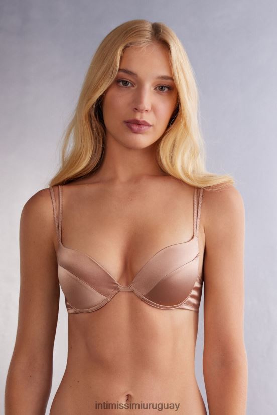 sujetador súper push-up de seda simona Intimissimi mujer 163i-rosa satinado V806B8485 ropa interior