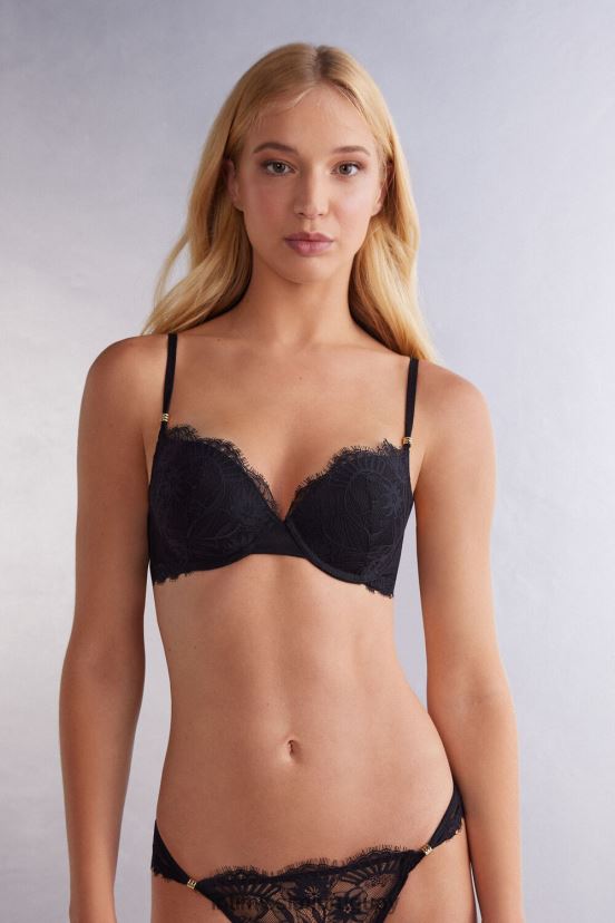 sujetador súper push-up flores sensual elettra Intimissimi mujer 019-negro V806B8465 ropa interior