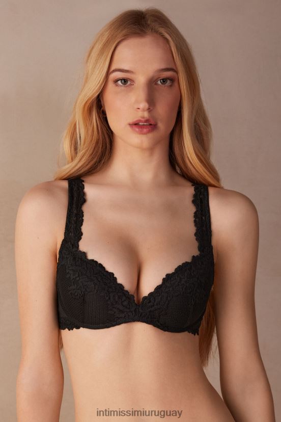 sujetador súper push-up gioia flores bonitas Intimissimi mujer 019-negro V806B8686 ropa interior