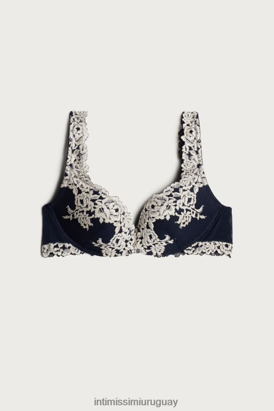 sujetador súper push-up gioia flores bonitas Intimissimi mujer 347i-azul profundo/vainilla V806B8783 ropa interior