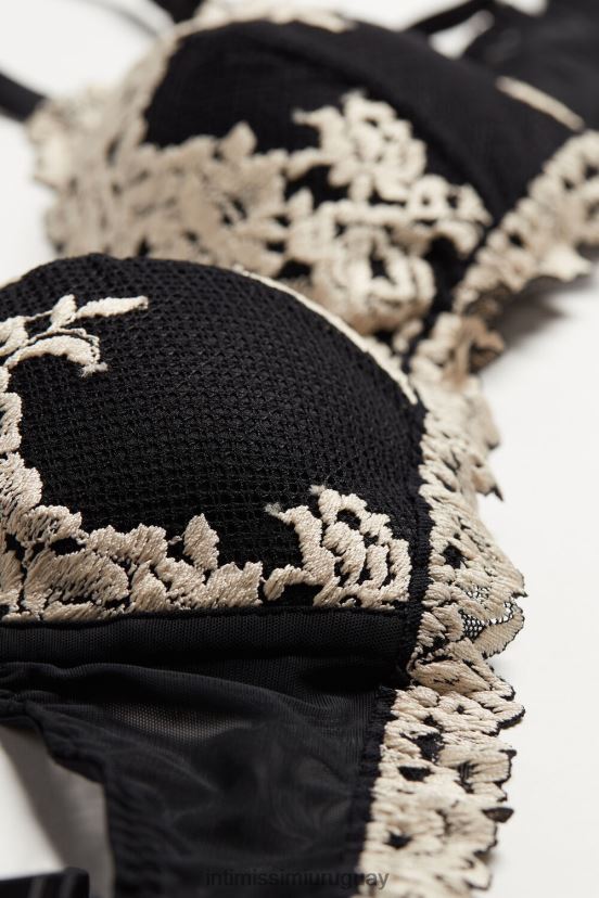 sujetador triangular tiziana flores bonitas Intimissimi mujer 9887-negro/marfil V806B8749 ropa interior