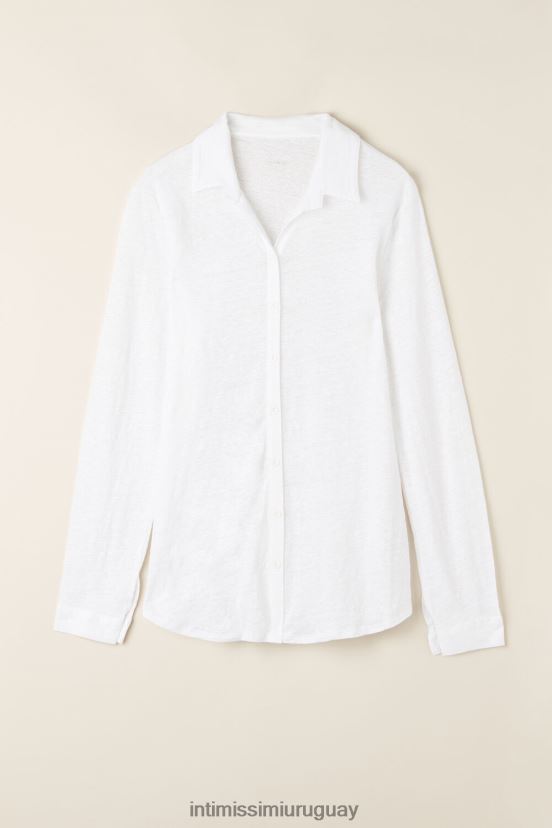 camisa de lino de manga larga Intimissimi mujer 001-blanco V806B81312 vestir