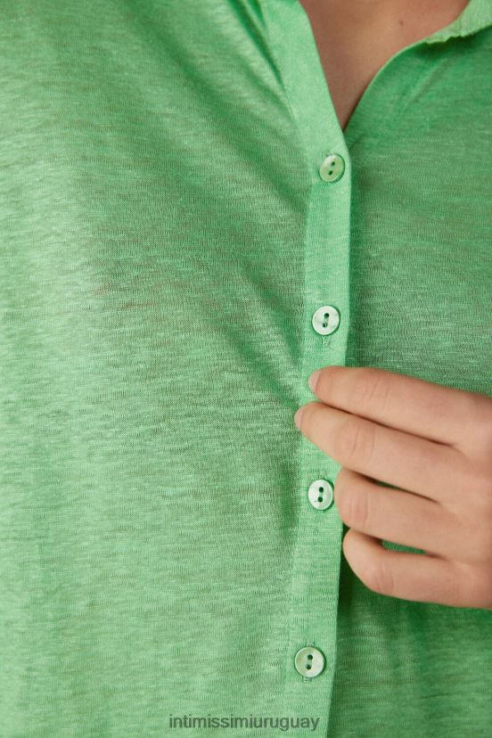 camisa de lino de manga larga Intimissimi mujer 218j-manzana menta V806B81308 vestir