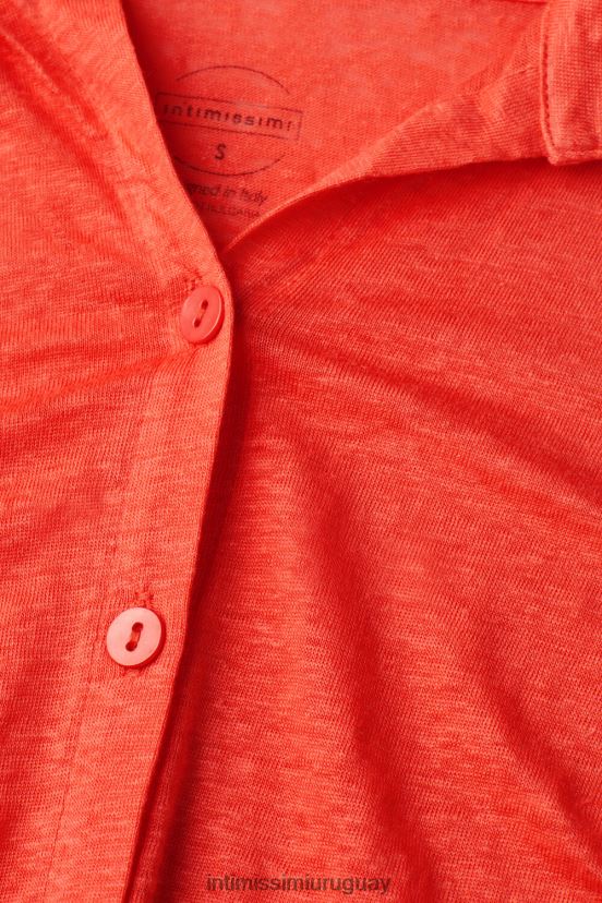 camisa de lino de manga larga Intimissimi mujer 219j-llama escarlata V806B81304 vestir