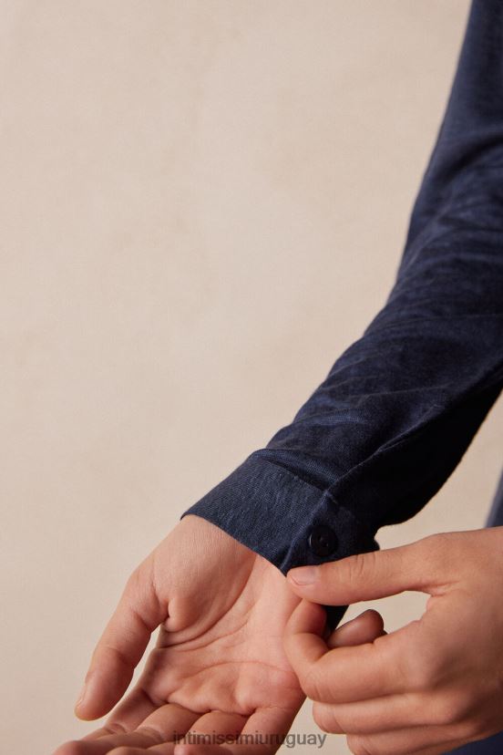 camisa de lino de manga larga Intimissimi mujer 243j-azul marinero V806B81299 vestir