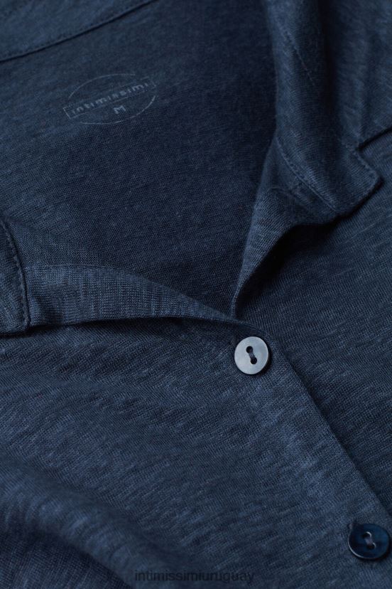 camisa de lino de manga larga Intimissimi mujer 243j-azul marinero V806B81299 vestir