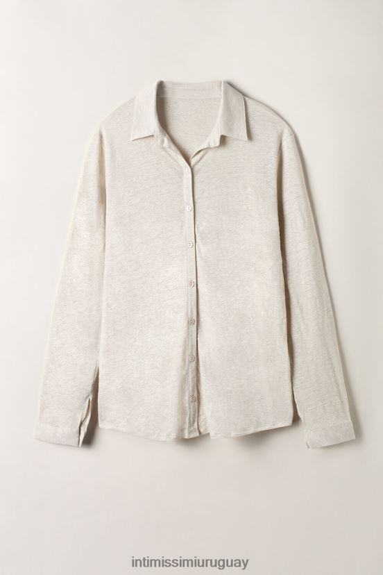 camisa de lino de manga larga Intimissimi mujer 913i-cuerda beige V806B81294 vestir