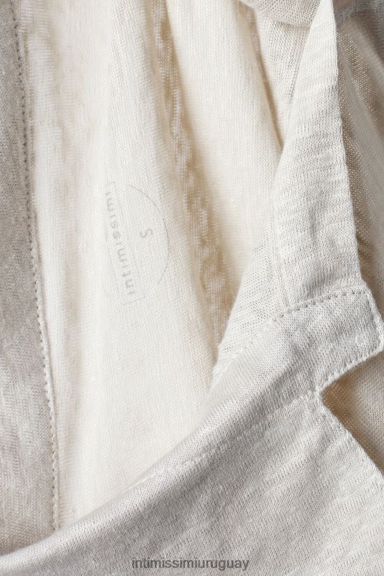 camisa de lino de manga larga Intimissimi mujer 913i-cuerda beige V806B81294 vestir