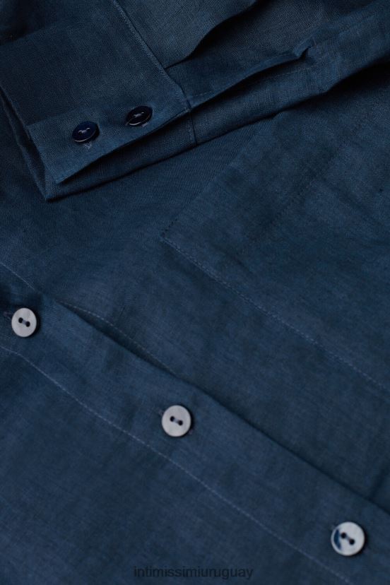 camisa de lino de tejido liso Intimissimi mujer 243j-azul marinero V806B81300 vestir